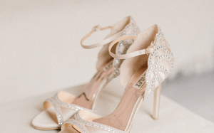 Women's Champagne Satin Rhinestone-Embellished Bridal Stiletto Heels