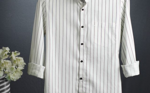Men's White Vertical Striped Full-Sleeve Cotton Shirt