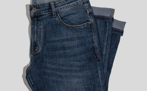 Men's Slim Fit Dark Indigo Whiskered Stretch Jeans