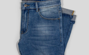 Men's Slim Fit Mid-Indigo Washed Stretch Denim Jeans
