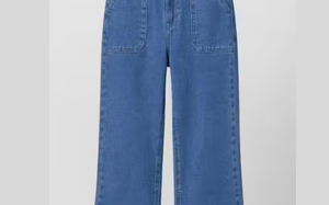 Women’s High-Waisted Frayed Waistband Wide-Leg Jeans